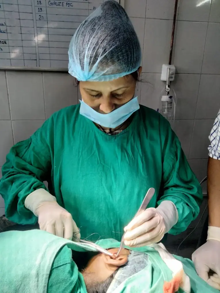 Ear surgery in progress